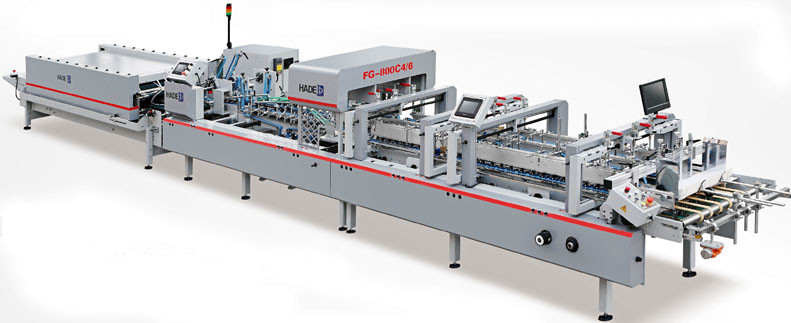 Automatic Folder Gluer for 4 corner / 6 corner box with Crash bottom and Pre folding width 880mm